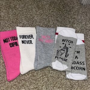 Brand new Novelty Crew Socks - Pink, White, Gray
